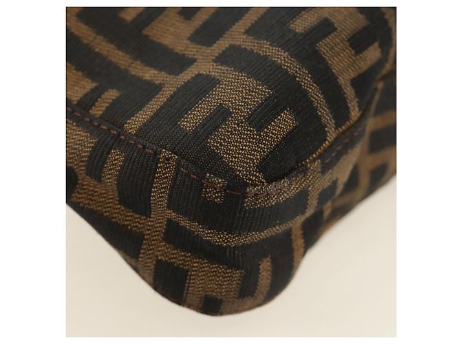 FENDI Zucca Canvas Mamma Baguette Shoulder Bag Black Brown Auth 189187V Marrone Nero - vista 17