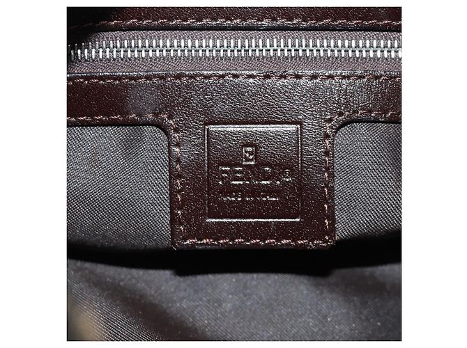 FENDI Zucca Canvas Mamma Baguette Shoulder Bag Black Brown Auth 189187V Marrone Nero - vista 21