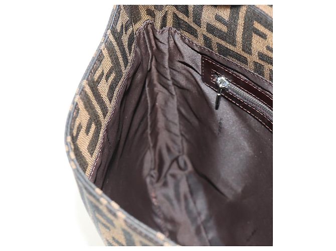 FENDI Zucca Canvas Mamma Baguette Shoulder Bag Black Brown Auth 189187V Marrone Nero - vista 23