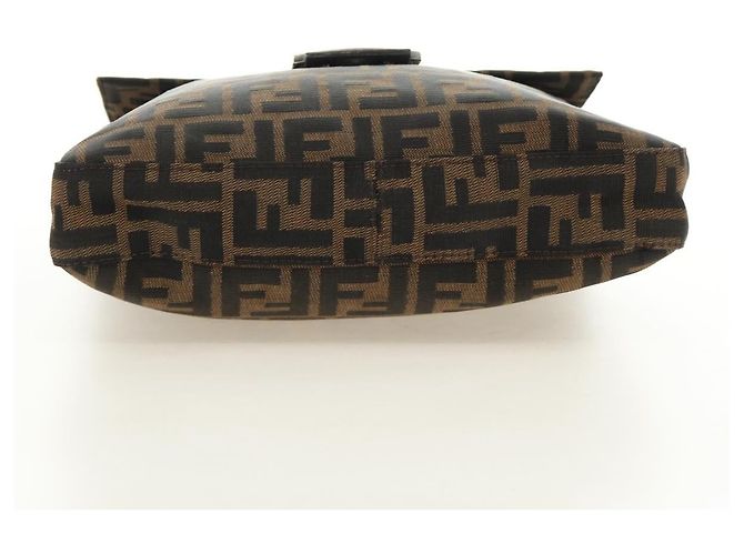 FENDI Zucca Canvas Mamma Baguette Shoulder Bag Black Brown Auth 189187V Marrone Nero - vista 5
