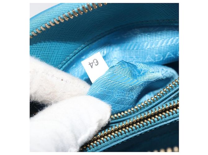 Borsa PRADA in pelle Saffiano 2way Azzurro chiaro Auth 187856A D'oro Blu chiaro - vista 11