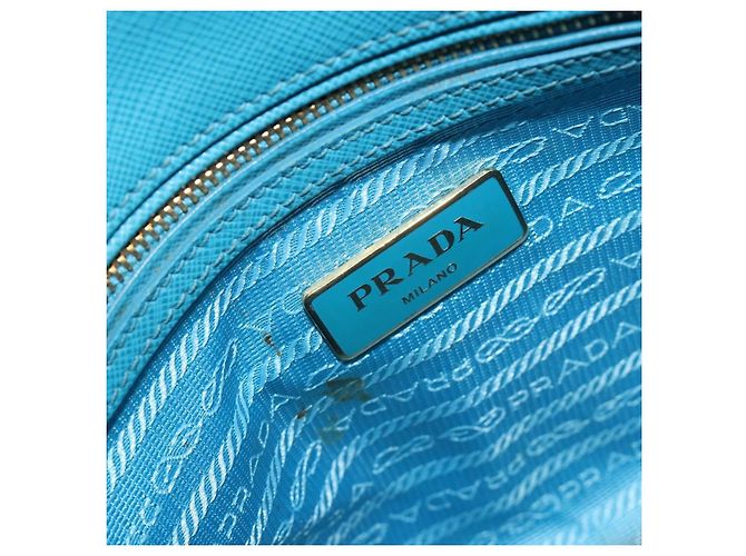 Borsa PRADA in pelle Saffiano 2way Azzurro chiaro Auth 187856A D'oro Blu chiaro - vista 22
