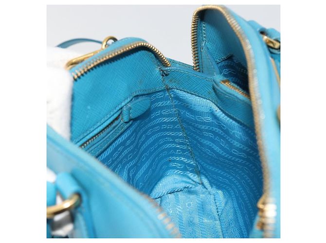 Borsa PRADA in pelle Saffiano 2way Azzurro chiaro Auth 187856A D'oro Blu chiaro - vista 23