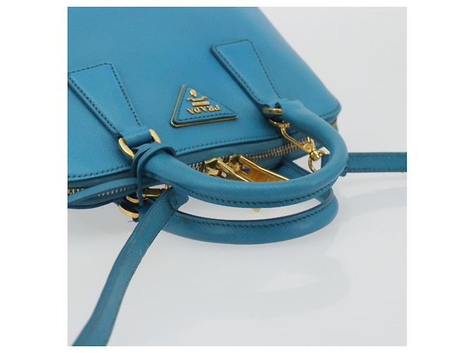 Borsa PRADA in pelle Saffiano 2way Azzurro chiaro Auth 187856A D'oro Blu chiaro - vista 7