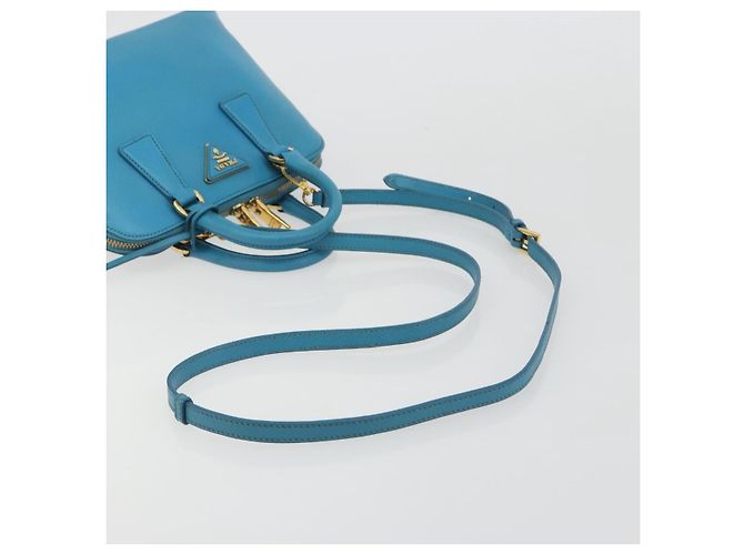 Borsa PRADA in pelle Saffiano 2way Azzurro chiaro Auth 187856A D'oro Blu chiaro - vista 8