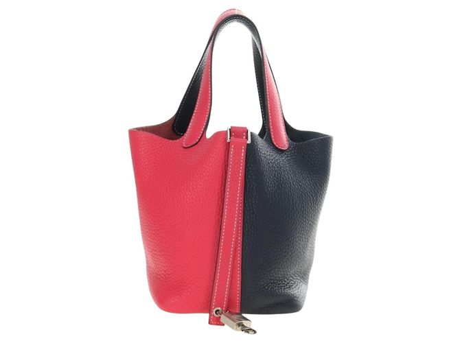 Hermès Borsa HERMES Picotan Lock PM in pelle Taurillon Clemence Rosa Argento Autentica 189772SM - vista 13