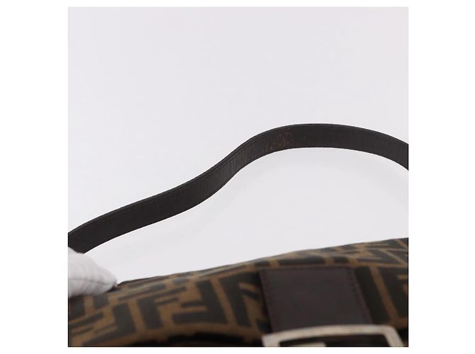 FENDI Zucca Canvas Mamma Baguette Shoulder Bag Black Brown Auth 190109SAV Marrone Nero - vista 14