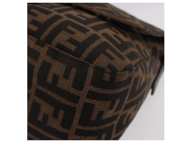 FENDI Zucca Canvas Mamma Baguette Shoulder Bag Black Brown Auth 190109SAV Marrone Nero - vista 16