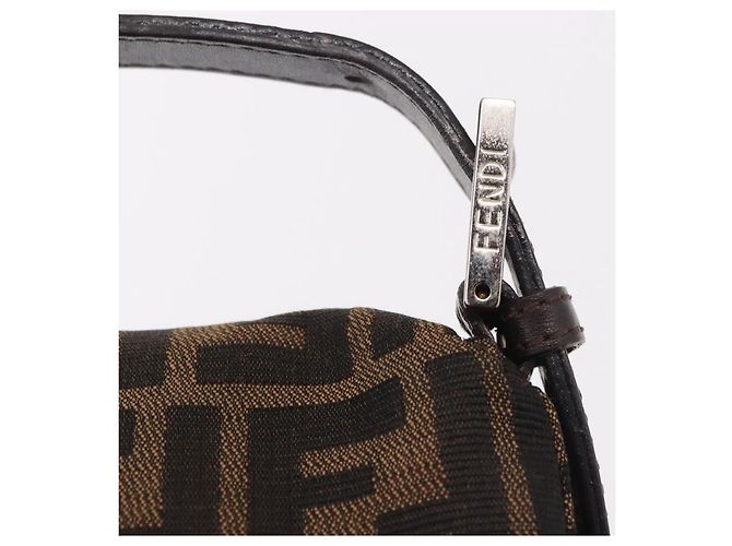 FENDI Zucca Canvas Mamma Baguette Shoulder Bag Black Brown Auth 190109SAV Marrone Nero - vista 19