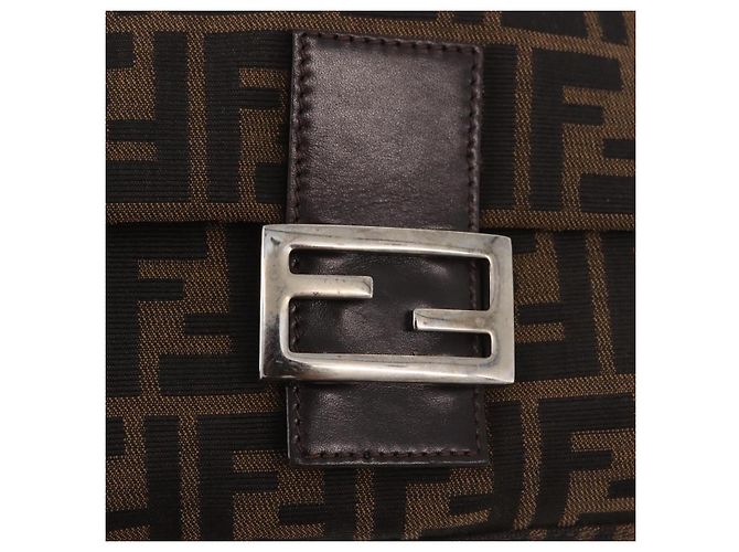 FENDI Zucca Canvas Mamma Baguette Shoulder Bag Black Brown Auth 190109SAV Marrone Nero - vista 20