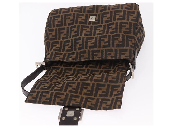 FENDI Zucca Canvas Mamma Baguette Shoulder Bag Black Brown Auth 190109SAV Marrone Nero - vista 21