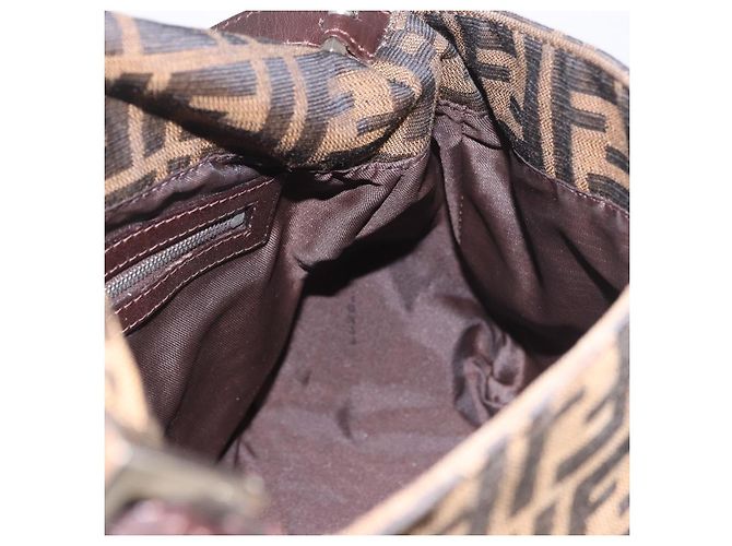 FENDI Zucca Canvas Mamma Baguette Shoulder Bag Black Brown Auth 190109SAV Marrone Nero - vista 23