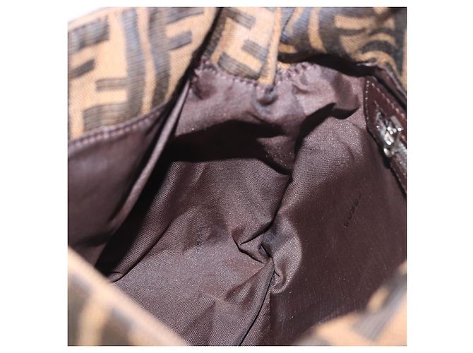 FENDI Zucca Canvas Mamma Baguette Shoulder Bag Black Brown Auth 190109SAV Marrone Nero - vista 24