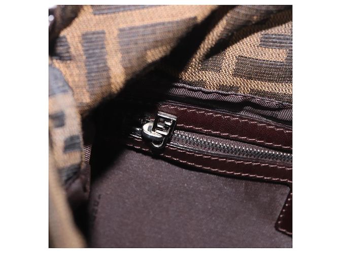 FENDI Zucca Canvas Mamma Baguette Shoulder Bag Black Brown Auth 190109SAV Marrone Nero - vista 25
