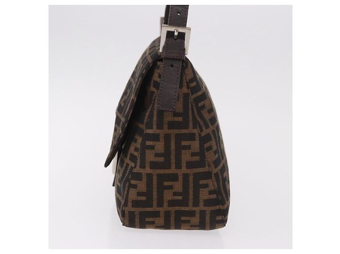 FENDI Zucca Canvas Mamma Baguette Shoulder Bag Black Brown Auth 190109SAV Marrone Nero - vista 3