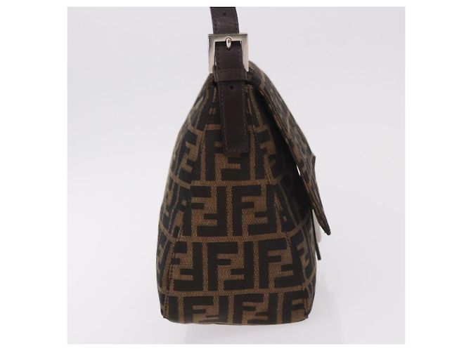 FENDI Zucca Canvas Mamma Baguette Shoulder Bag Black Brown Auth 190109SAV Marrone Nero - vista 4