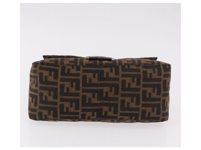 FENDI Zucca Canvas Mamma Baguette Shoulder Bag Black Brown Auth 190109SAV Marrone Nero - vista 5