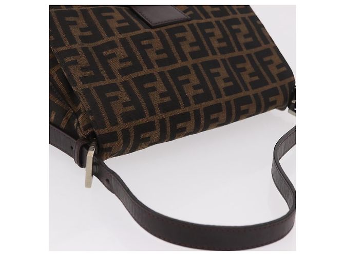 FENDI Zucca Canvas Mamma Baguette Shoulder Bag Black Brown Auth 190109SAV Marrone Nero - vista 6