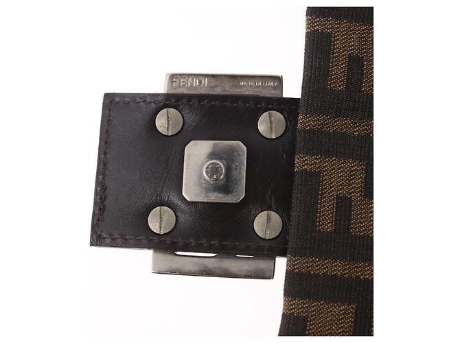 FENDI Zucca Canvas Mamma Baguette Shoulder Bag Black Brown Auth 190109SAV Marrone Nero - vista 9