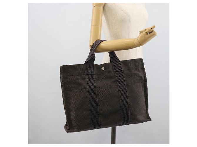 Hermès Borsa HERMES Her Line MM in tela grigio argento Auth 189685 Marrone - vista 20