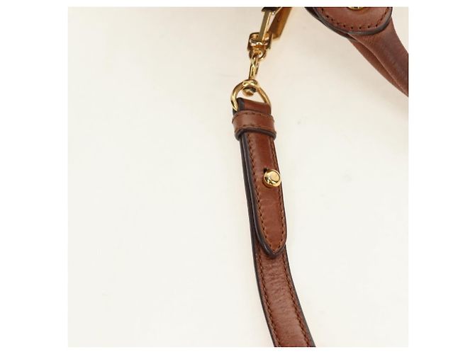 Borsa a mano Miu Miu Side Ribbon in pelle 2way Brown Gold Auth bs35815V Marrone D'oro - vista 10