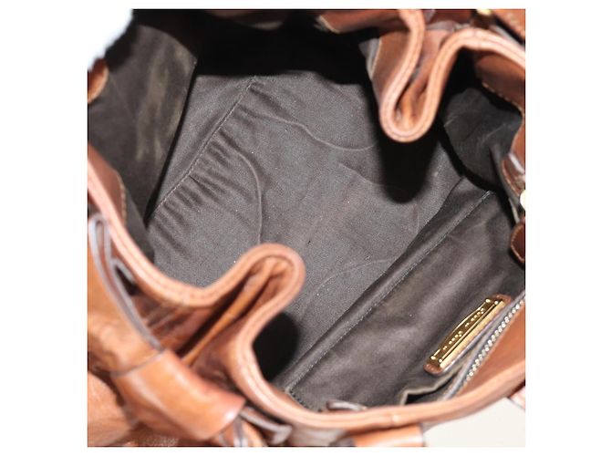 Borsa a mano Miu Miu Side Ribbon in pelle 2way Brown Gold Auth bs35815V Marrone D'oro - vista 11