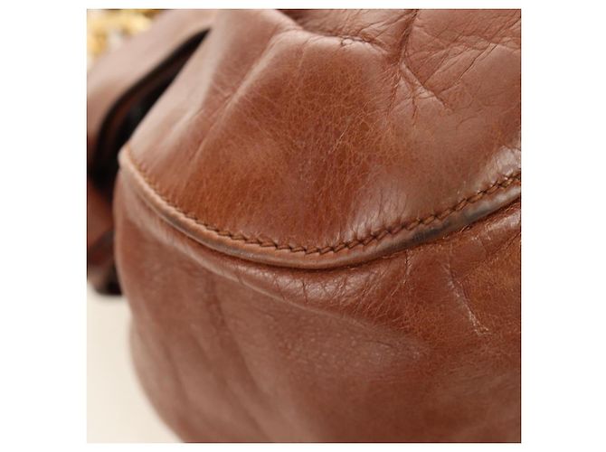 Borsa a mano Miu Miu Side Ribbon in pelle 2way Brown Gold Auth bs35815V Marrone D'oro - vista 15