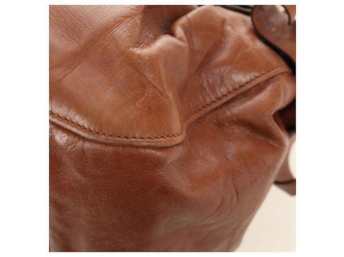 Borsa a mano Miu Miu Side Ribbon in pelle 2way Brown Gold Auth bs35815V Marrone D'oro - vista 18
