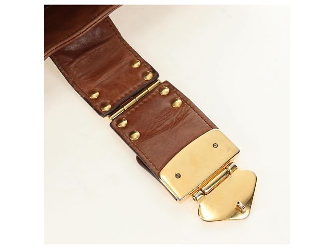Borsa a mano Miu Miu Side Ribbon in pelle 2way Brown Gold Auth bs35815V Marrone D'oro - vista 20