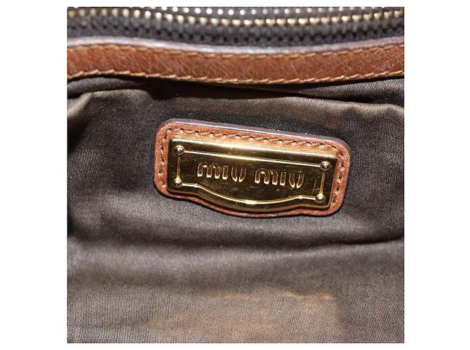Borsa a mano Miu Miu Side Ribbon in pelle 2way Brown Gold Auth bs35815V Marrone D'oro - vista 21