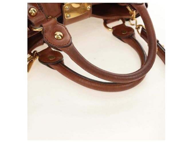 Borsa a mano Miu Miu Side Ribbon in pelle 2way Brown Gold Auth bs35815V Marrone D'oro - vista 7