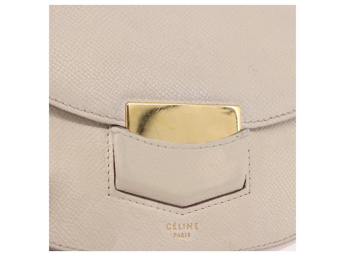 Céline Borsa a tracolla CELINE in pelle bianco oro autentica 189953 D'oro - vista 17