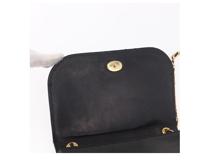 Borsa a tracolla CHANEL con catena in pelle di agnello nera e oro CC Auth 189894 Nero D'oro - vista 22