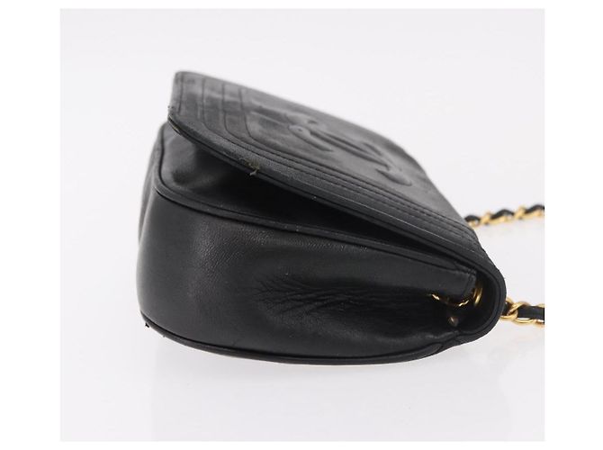 Borsa a tracolla CHANEL con catena in pelle di agnello nera e oro CC Auth 189894 Nero D'oro - vista 3
