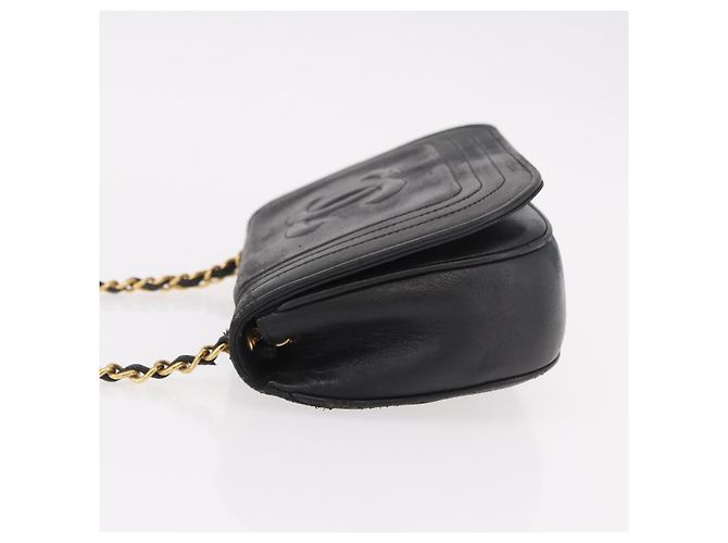 Borsa a tracolla CHANEL con catena in pelle di agnello nera e oro CC Auth 189894 Nero D'oro - vista 4