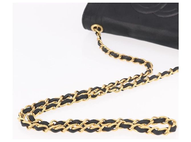 Borsa a tracolla CHANEL con catena in pelle di agnello nera e oro CC Auth 189894 Nero D'oro - vista 7