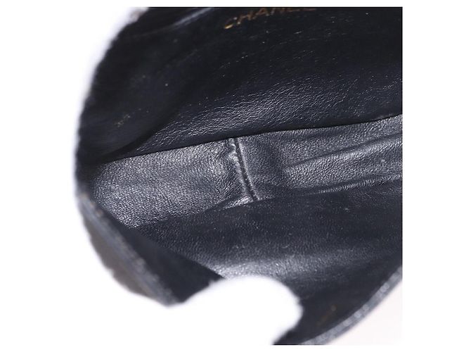 Borsa a tracolla CHANEL con catena in pelle di agnello nera e oro CC Auth 189894 Nero D'oro - vista 9