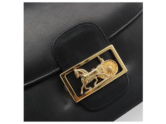 Céline Borsa a Spalla CELINE in Pelle Nera e Oro Auth mr2534 Nero D'oro - vista 18