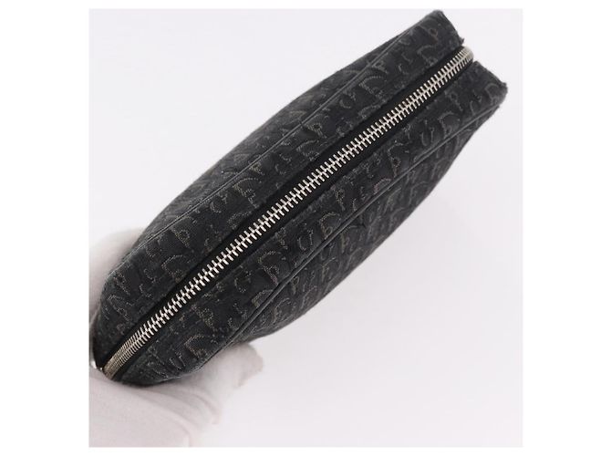 Christian Dior Pouch Trotter Canvas Schwarz Silber Auth bs35809 - Ansicht 5