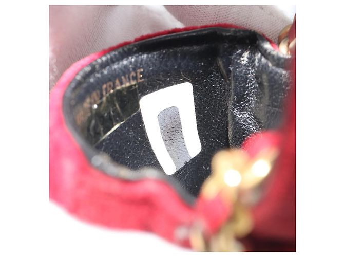 CHANEL Mini Mini Matelasse 7 Chain Shoulder Pouch Velor Red Gold CC Auth 189515 Rosso D'oro - vista 12