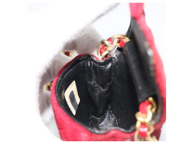 CHANEL Mini Mini Matelasse 7 Chain Shoulder Pouch Velor Red Gold CC Auth 189515 Rosso D'oro - vista 20