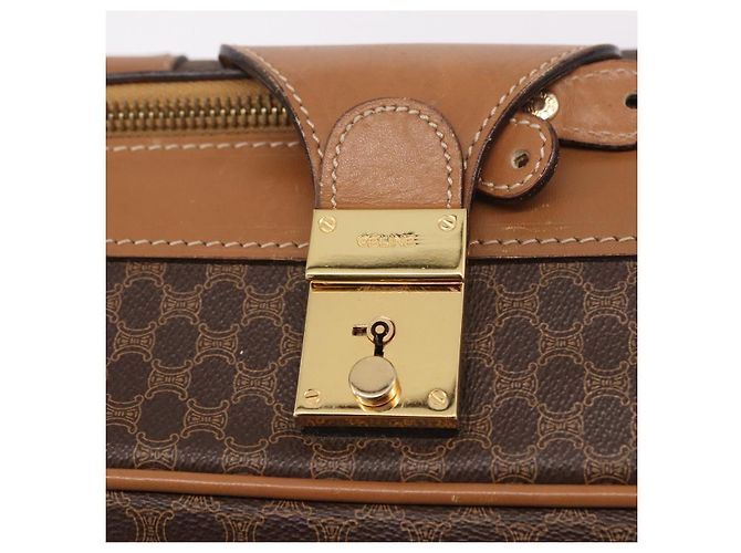 Céline CELINE Attache Case Macadam Canvas Trunk PVC Marrone Oro Auth 182603 D'oro - vista 18