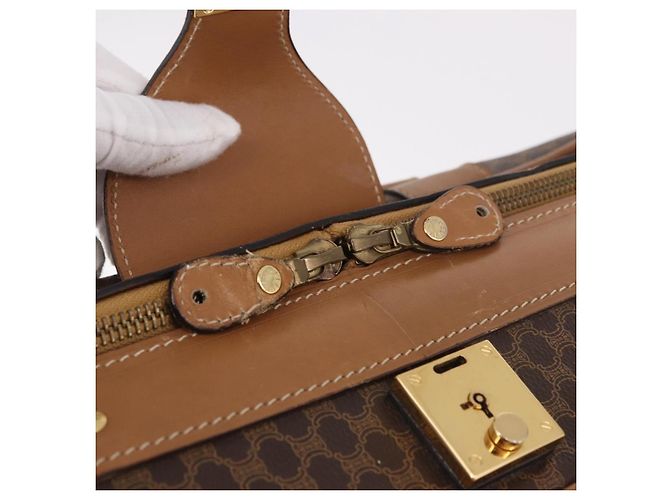 Céline CELINE Attache Case Macadam Canvas Trunk PVC Marrone Oro Auth 182603 D'oro - vista 20