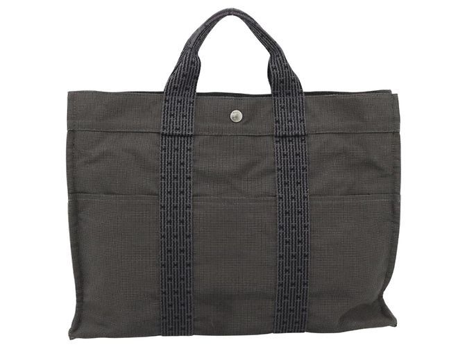 Hermès Borsa HERMES Her LineMM in tela Grigio Argento Auth 189610 Marrone - vista 2