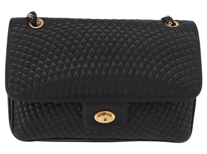 Borsa a Spalla con Catena BALLY in Pelle Nera e Oro Auth BA13679A Nero D'oro - vista 13