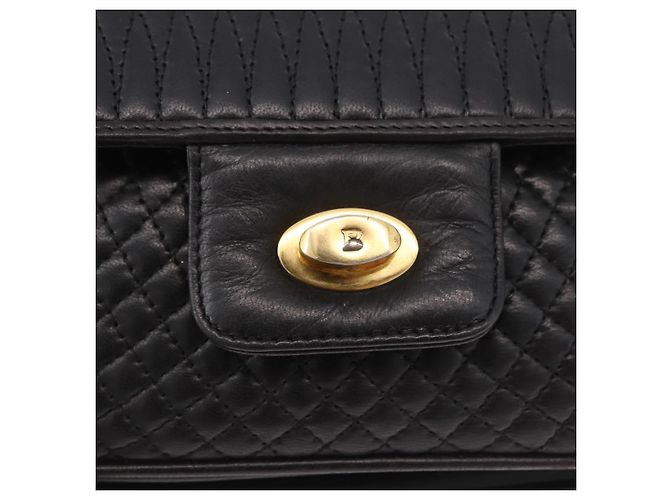 Borsa a Spalla con Catena BALLY in Pelle Nera e Oro Auth BA13679A Nero D'oro - vista 17