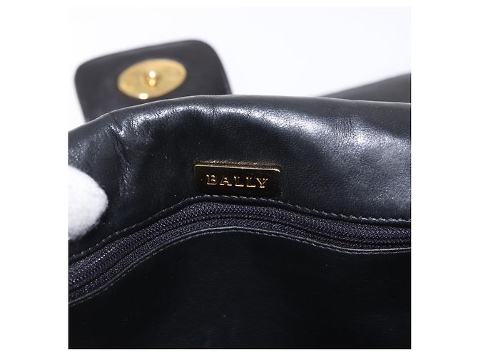 Borsa a Spalla con Catena BALLY in Pelle Nera e Oro Auth BA13679A Nero D'oro - vista 18