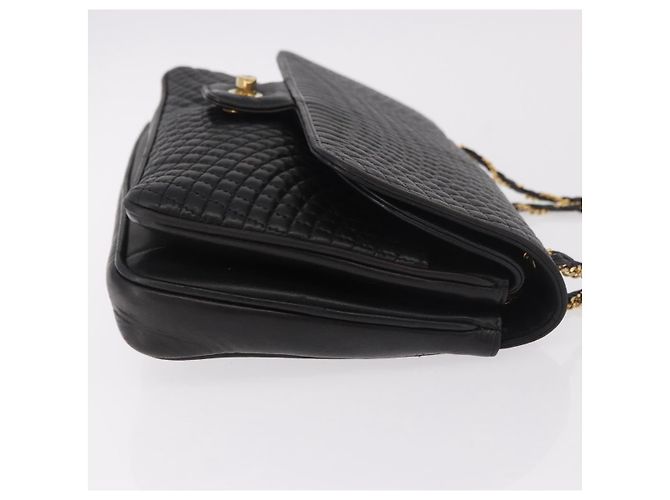 Borsa a Spalla con Catena BALLY in Pelle Nera e Oro Auth BA13679A Nero D'oro - vista 3