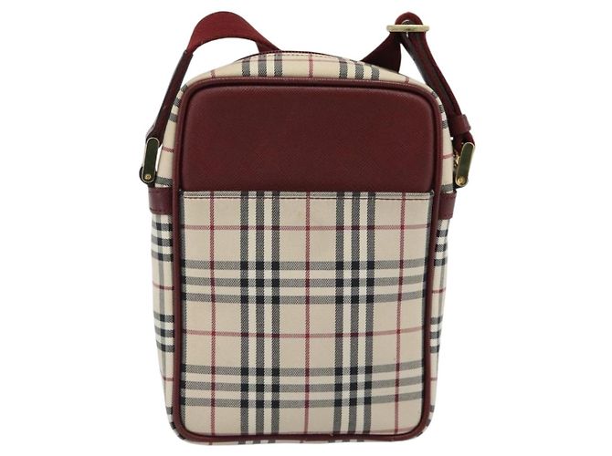 Borsa a Spalla BURBERRY Nova Check in Tela Beige Gold Auth 190290A D'oro - vista 2