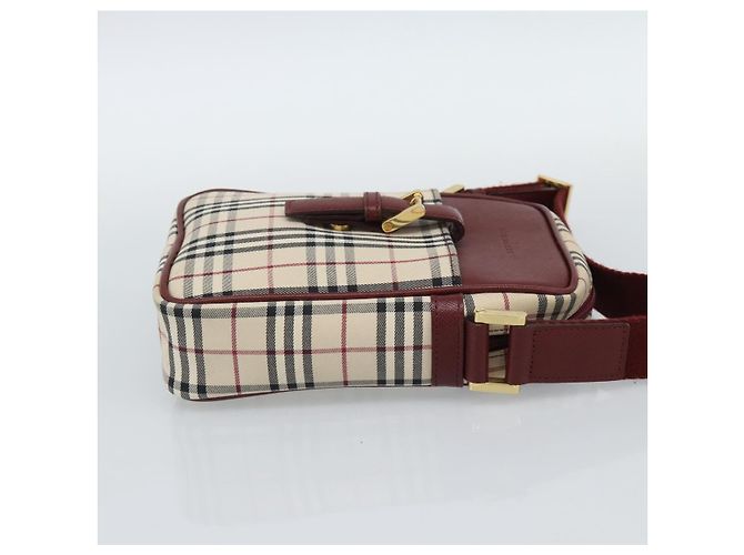 Borsa a Spalla BURBERRY Nova Check in Tela Beige Gold Auth 190290A D'oro - vista 4
